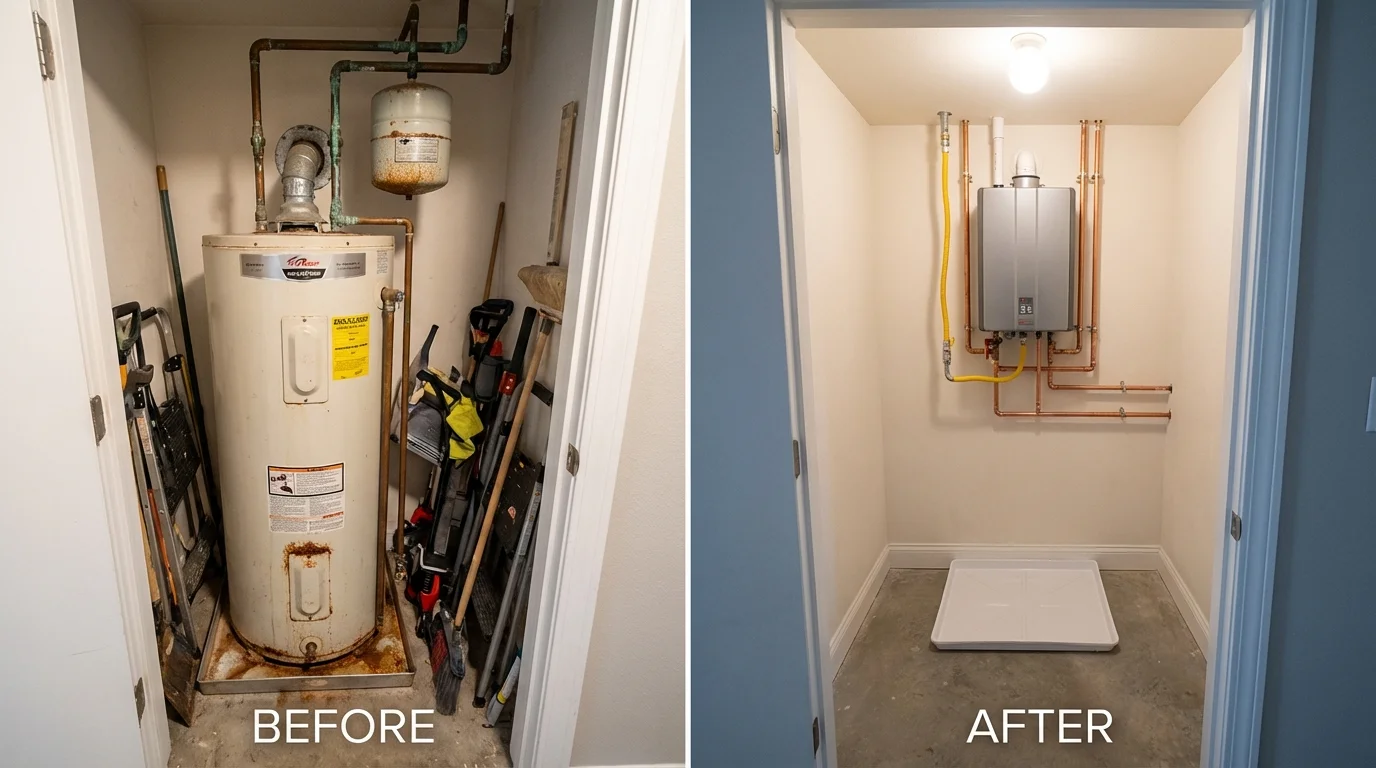 Tank water heater versus wall-mounted tankless unit comparison for Jackson, SC homeowners