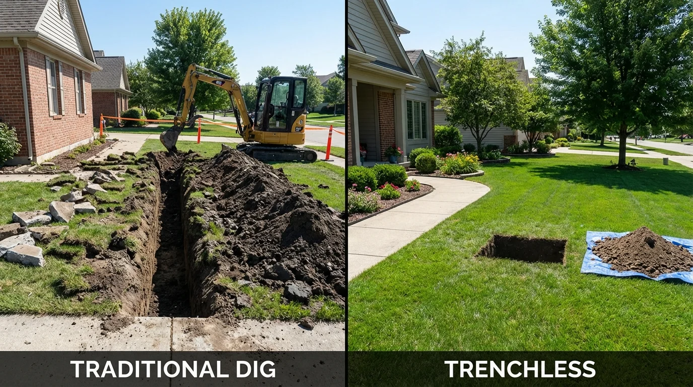 Trenchless sewer repair with minimal yard damage versus traditional excavation in Jackson, SC